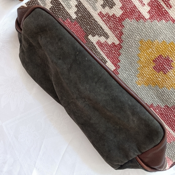 Myra Bag Leather, Canvas Weekender Bag With Wristlet Clutch/Cosmetic Bag - Picture 11 of 17